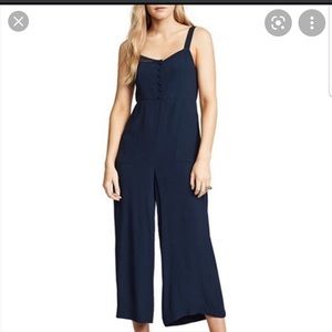 Madewell sleeveless navy blue wide leg romper